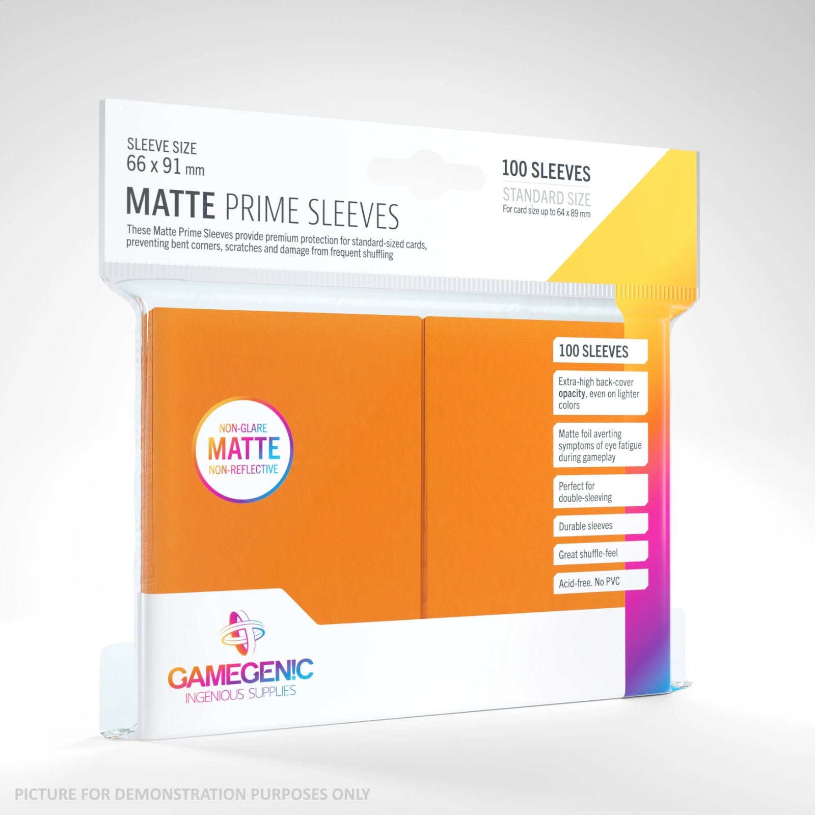GameGenic MATTE Prime Sleeves 100 Pack - ORANGE